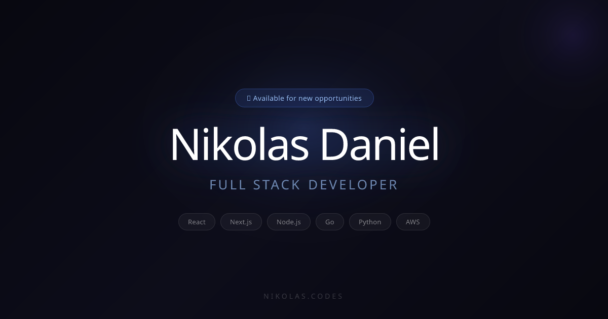 Nikolas Daniel — Full Stack Developer